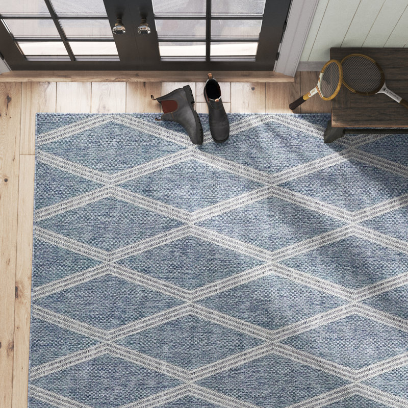 Twill Blue/Gray Indoor/Outdoor Rug Birch Lane